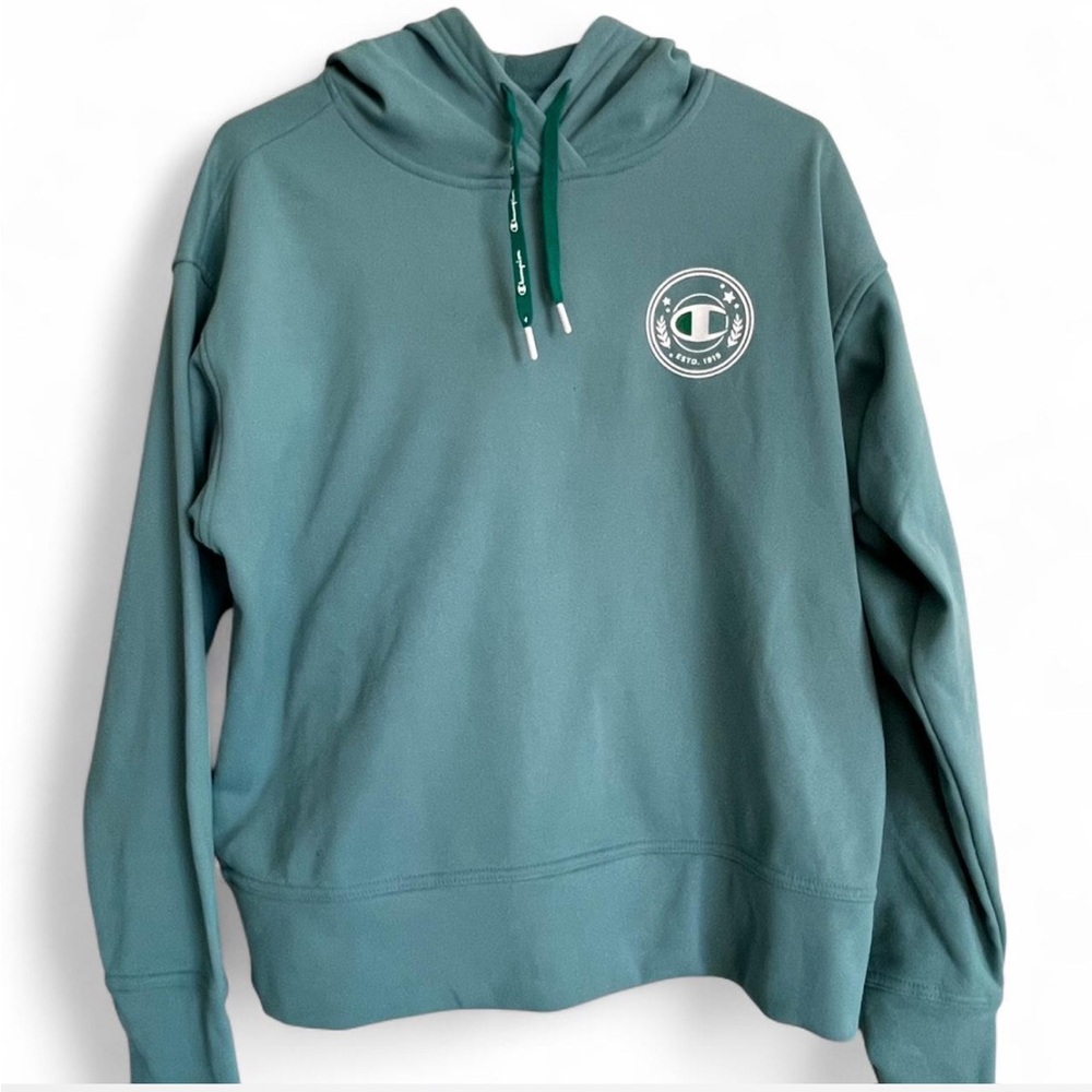 Champion Teal Hoodie with Chest Logo